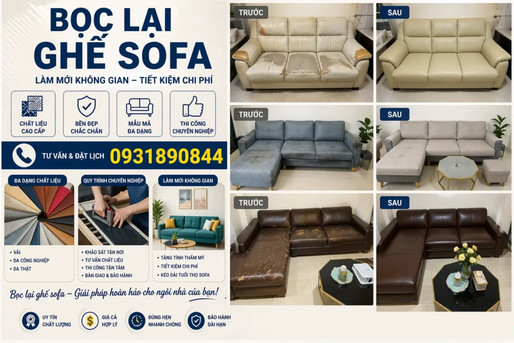 Bọc lại ghế sofa- giải pháp hoàn hảo cho ngôi nhà bạn