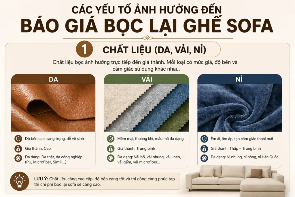 So sánh 3 chất liệu da vải nỉ
