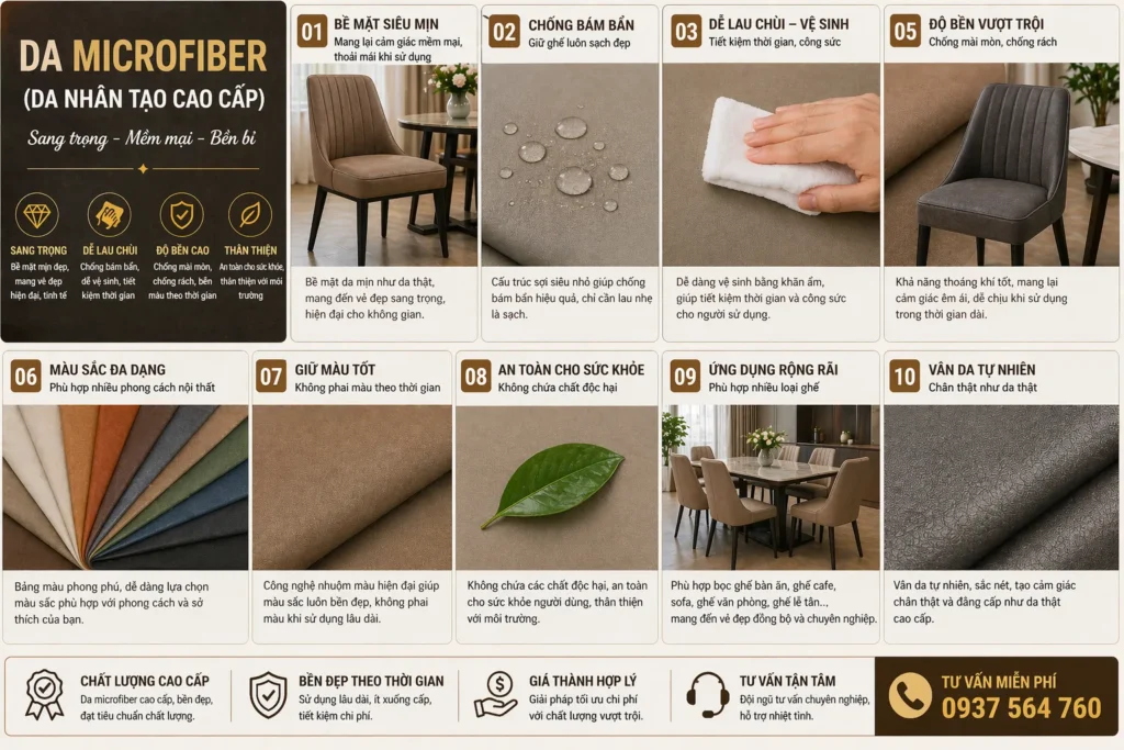 Da microfiber là dòng mẫu da bọc ghế bền đẹp rất đáng đầu tư trong tầm trung – cao cấp