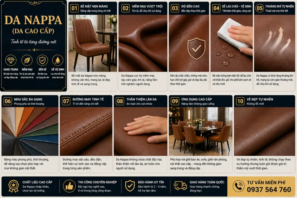 Da nappa mẫu da bọc ghế đắt tiền – cao cấp nhất trên thị trường