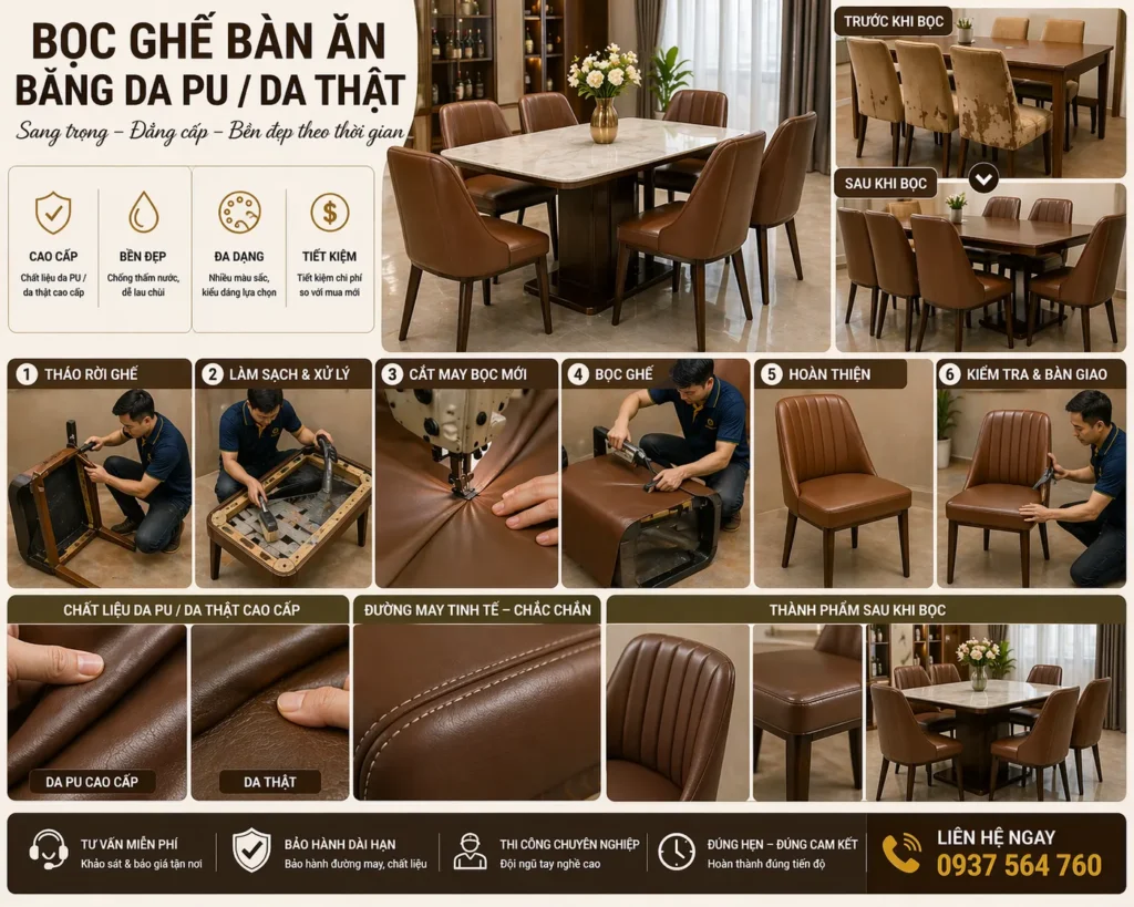 Da PU và da thật thuộc phân khúc cao cấp, mang lại vẻ sang trọng và độ bền vượt trội
