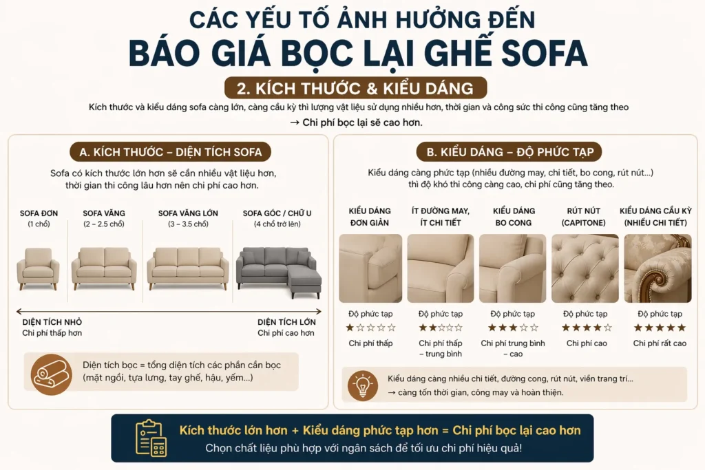 Kiểu dáng và kích thước ảnh hưởng đén giá cả