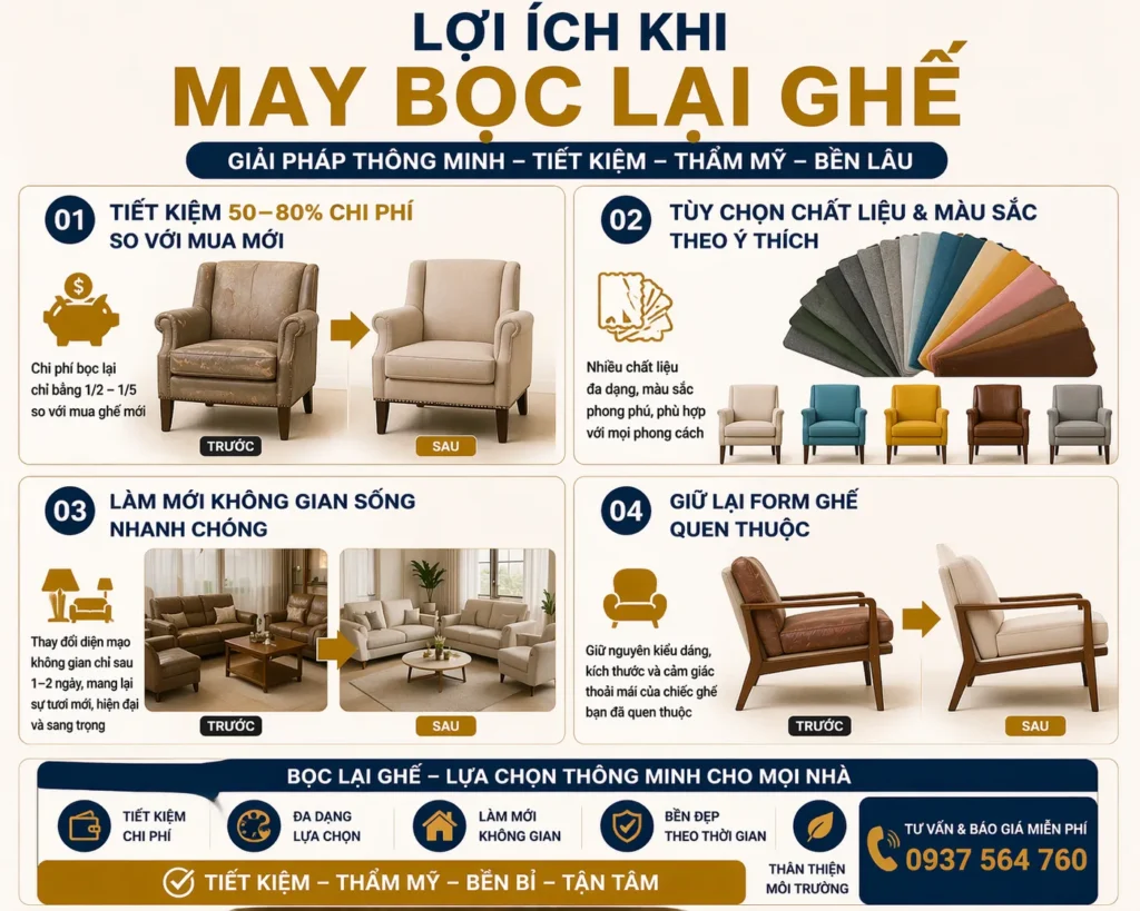 Lợi ích khi may bọc ghế 