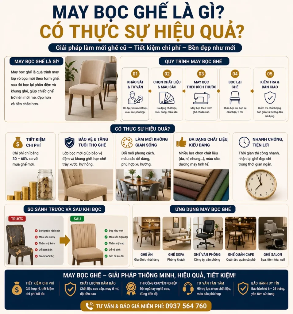Thay áo mới cho ghế cũ thay vì phải mua ghế mới hoàn toàn.
