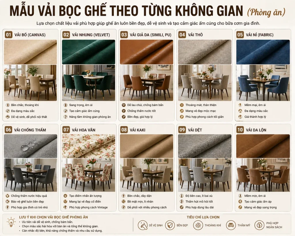 Khả năng dễ lau chùi và chống bẩn do tiếp xúc thường xuyên với thức ăn