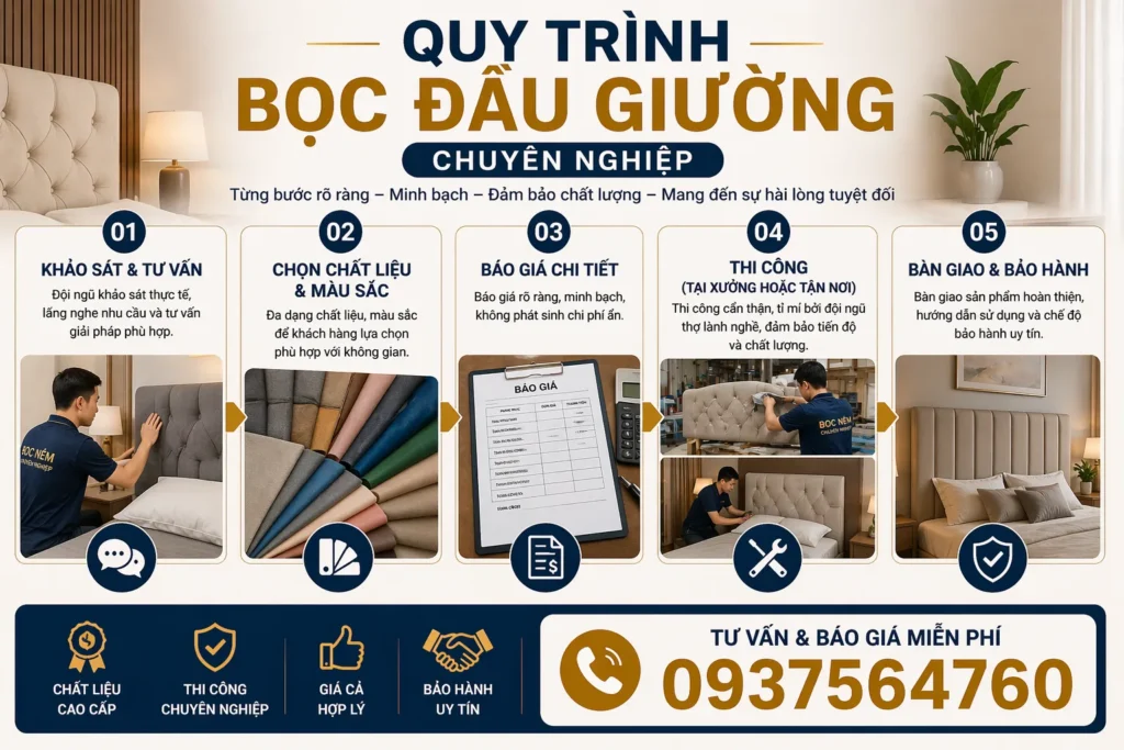 Bọc đầu giường giúp nâng cấp nhanh chóng, tạo cảm giác sạch sẽ