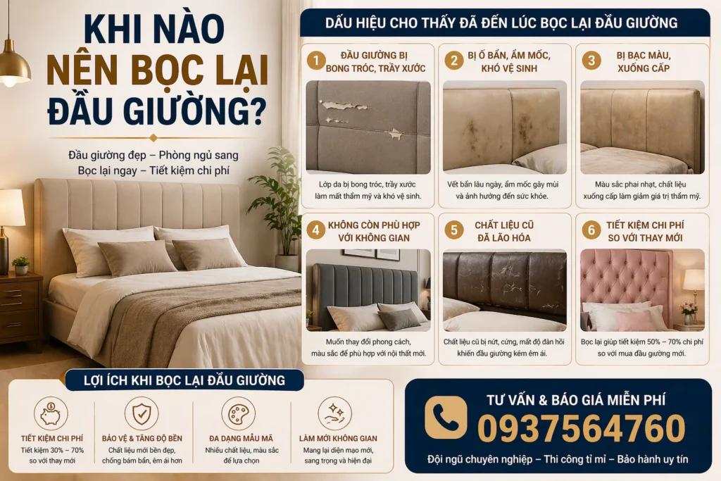 bọc đầu giường giúp khôi phục lại vẻ ngoài như mới một cách nhanh chóng
