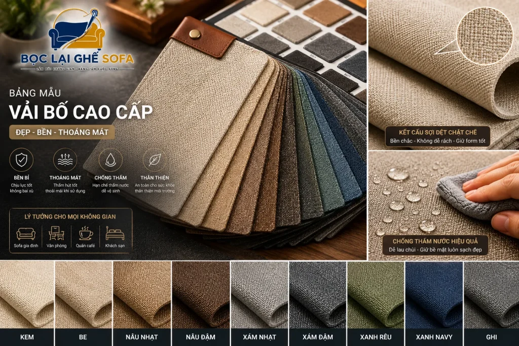 Vải bố là chất liệu được nhiều gia đình yêu thích bởi sự trẻ trung, hiện đại và thoáng khí.