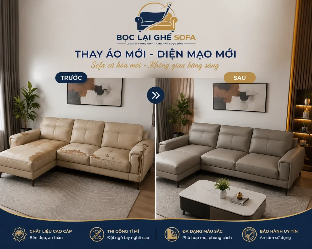 Biến sofa cũ thành mới chỉ sau 1–3 ngày với dịch vụ bọc tại nhà