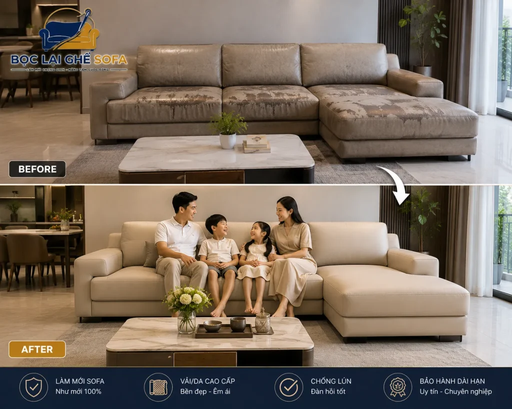 Bọc lại ghế sofa giúp tiết kiệm đến 70% chi phí