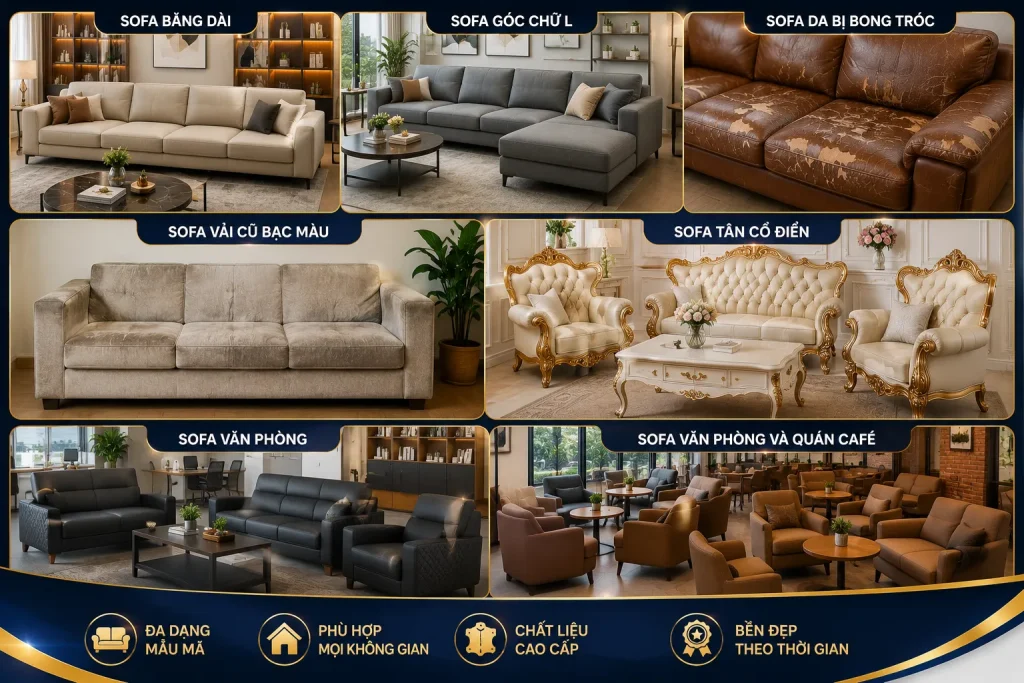 Các mẫu ghế sofa được bọc lại hiện nay