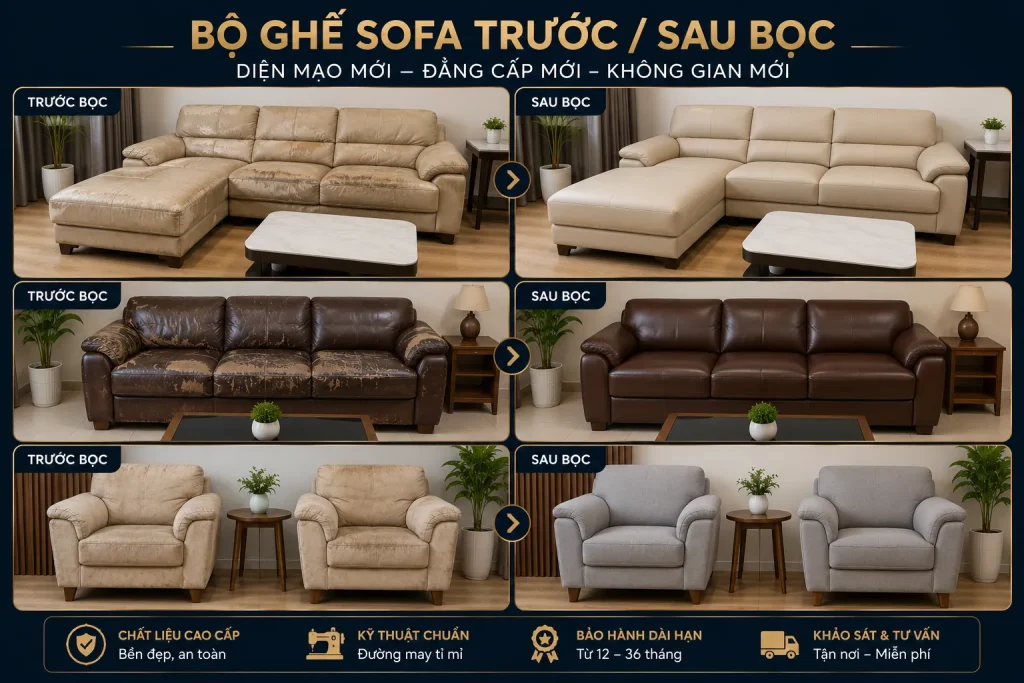 Trải nghiệm dịch vụ bọc lại ghế sofa tại Quận 12 – Tiết kiệm, nhanh chóng, chất lượng