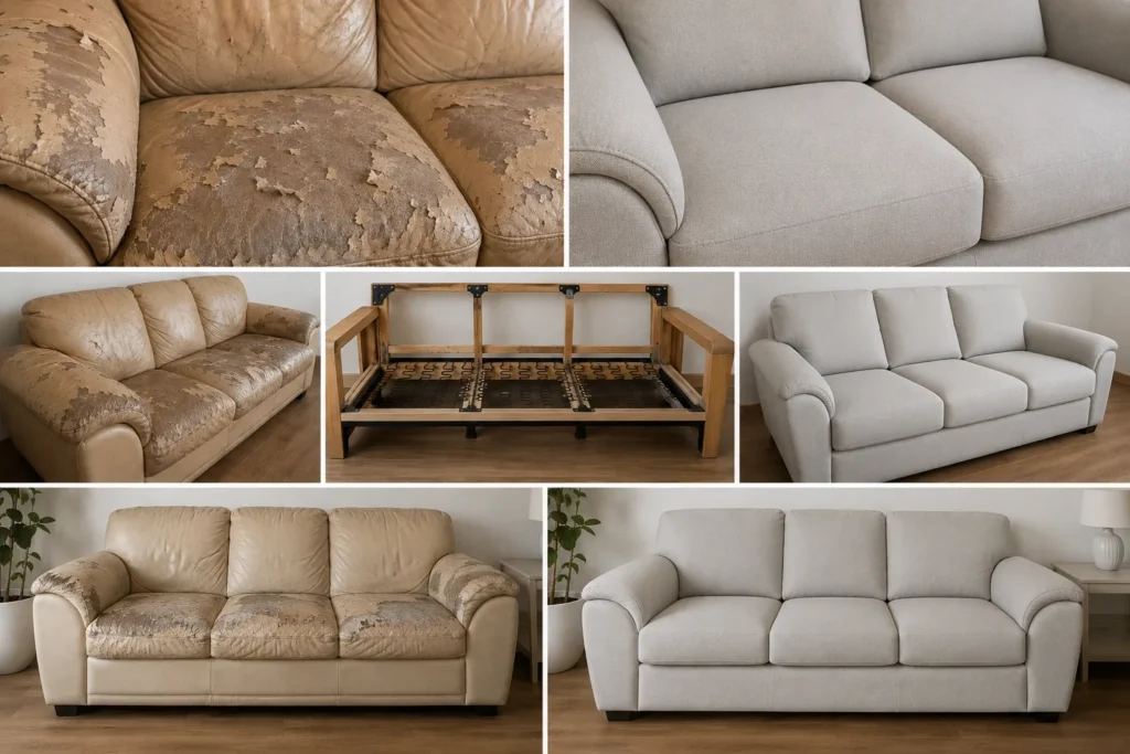 Sofa cũ chỉ cần thay lớp bọc để sử dụng bền đẹp hơn