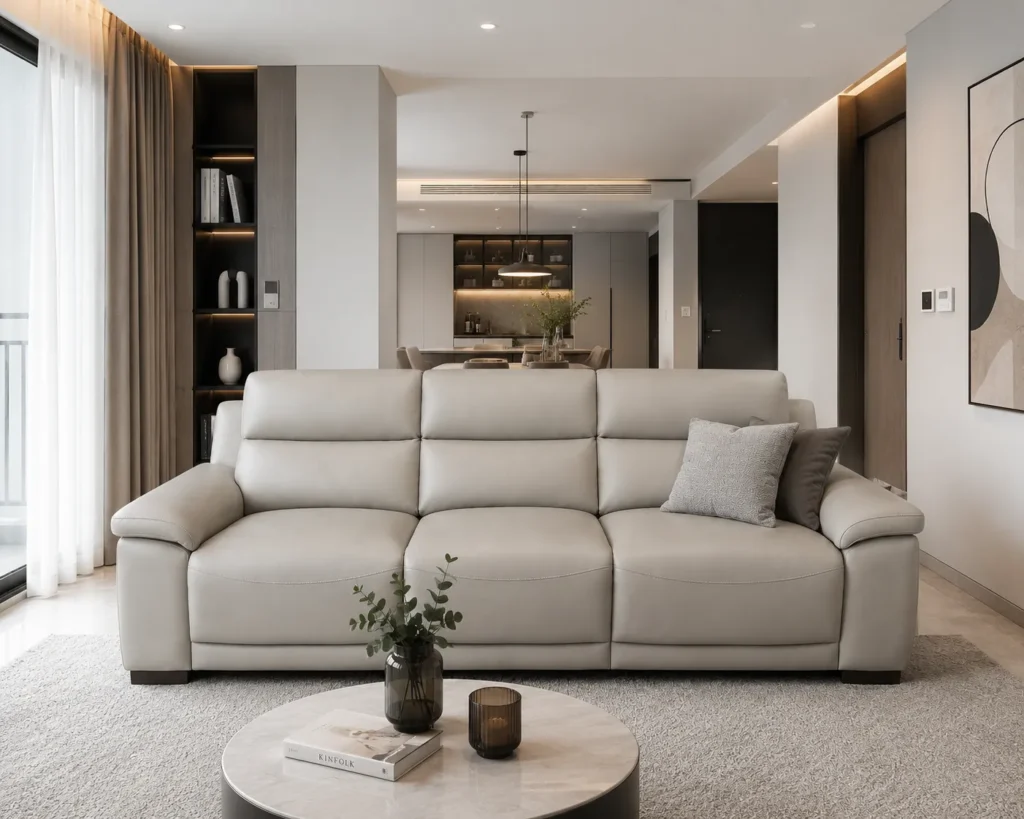 Thay đổi chất liệu và màu sắc sofa giúp không gian sống trở nên nổi bật hơn.