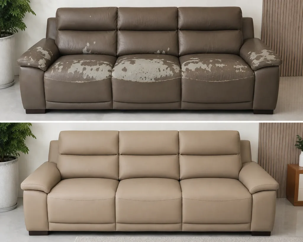Sofa cũ sau khi bọc lại trở nên hiện đại và sang trọng hơn rõ rệt.