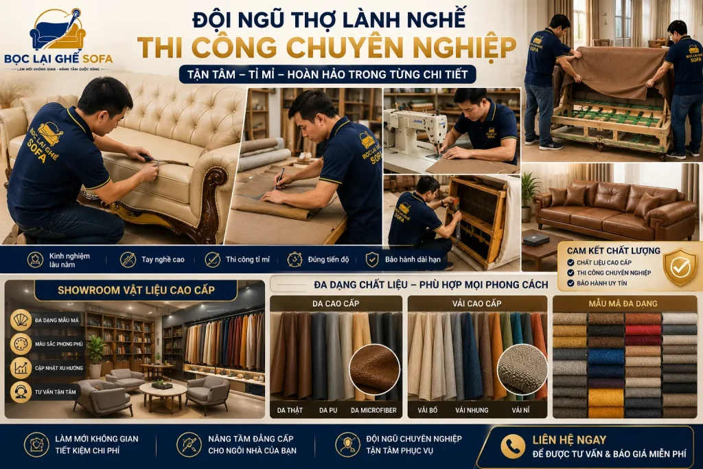 Nhiều mẫu da và vải đẹp phù hợp mọi không gian nội thất