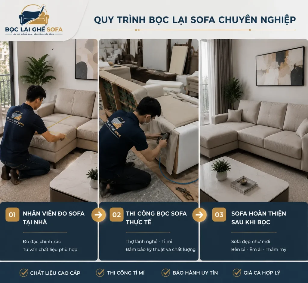 Quy trình bọc lại ghế sofa tại nhà chuyên nghiệp
