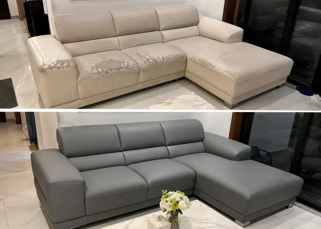 Đội ngũ thợ nhiều kinh nghiệm giúp bộ sofa được bọc lại đẹp, chuẩn form và hoàn thiện tỉ mỉ như mới.