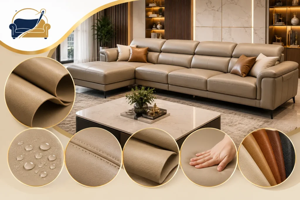 Sofa da công nghiệp bền đẹp, dễ vệ sinh