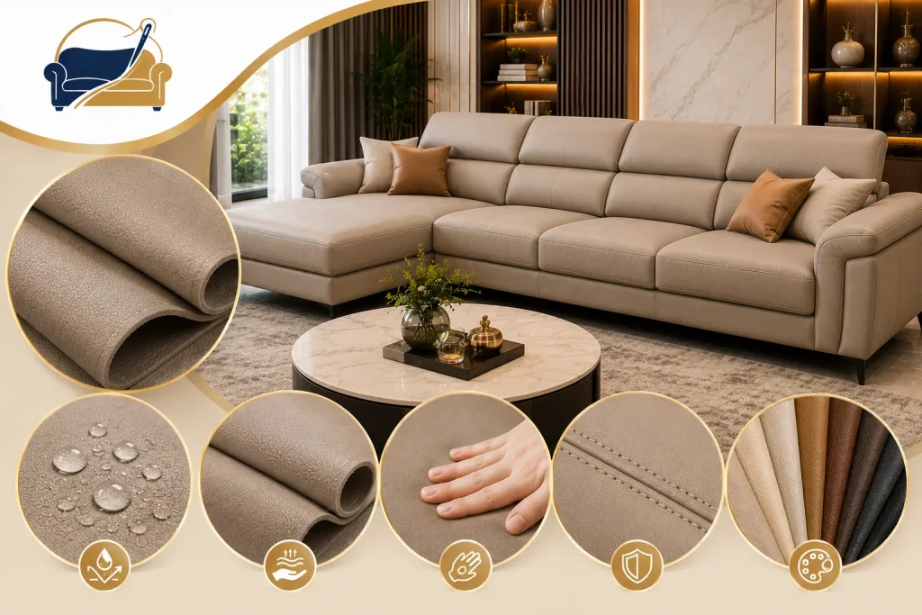 Sofa da microfiber được đánh giá cao nhờ độ mềm mại và vẻ ngoài sang trọng gần giống da thật.