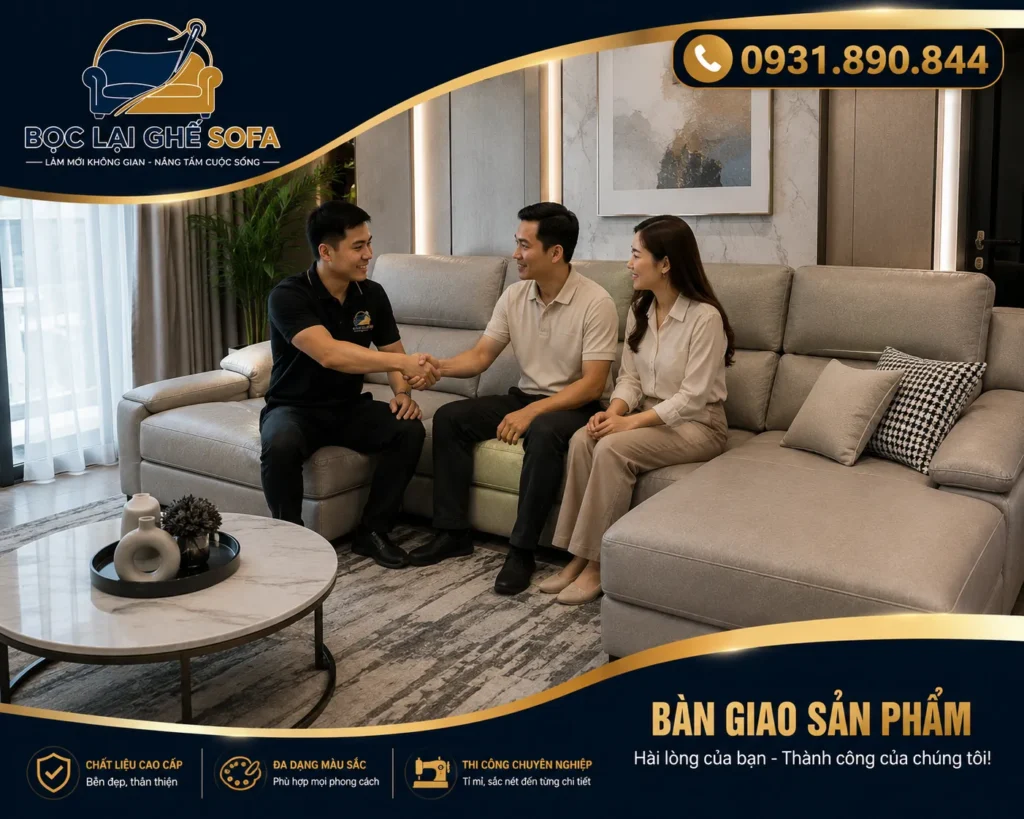 Sofa được hoàn thiện đẹp mắt và bàn giao tận nơi