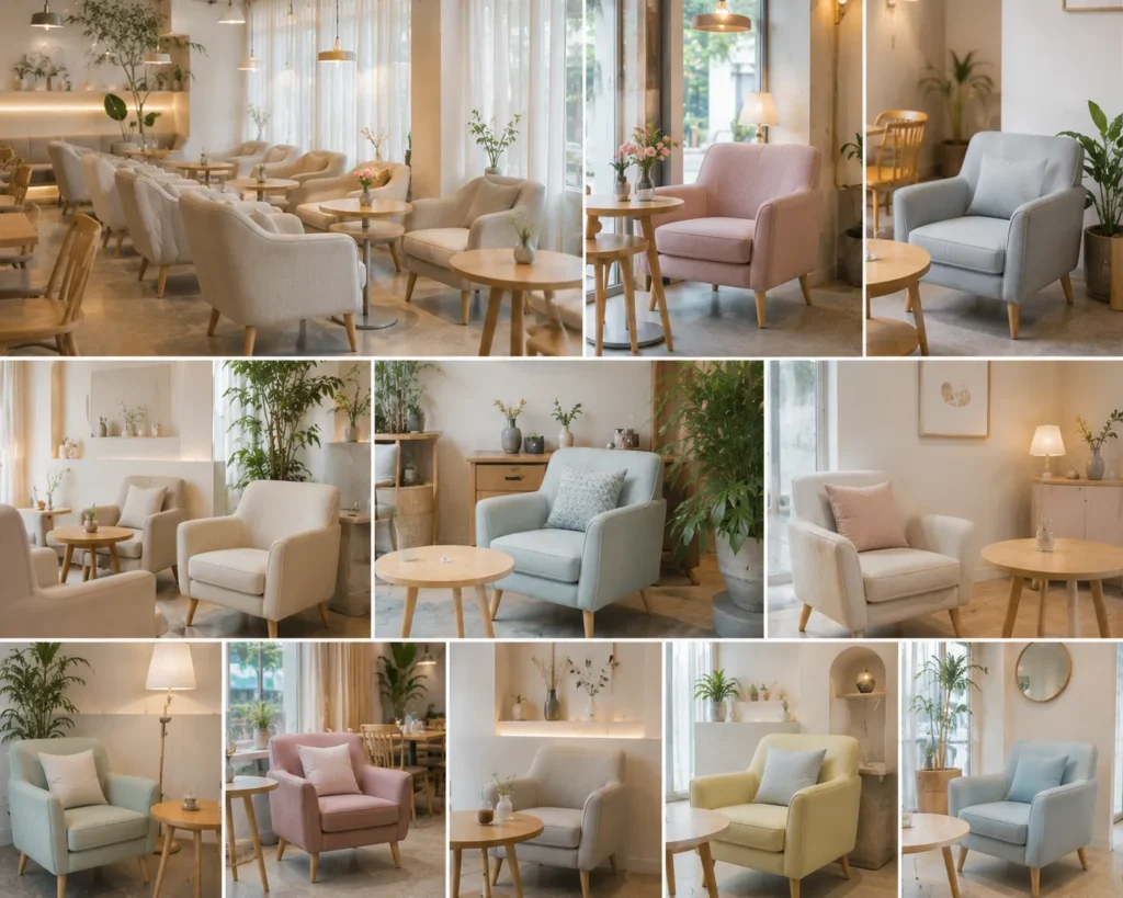 Sofa đơn tạo điểm nhấn cho không gian coffee hiện đại