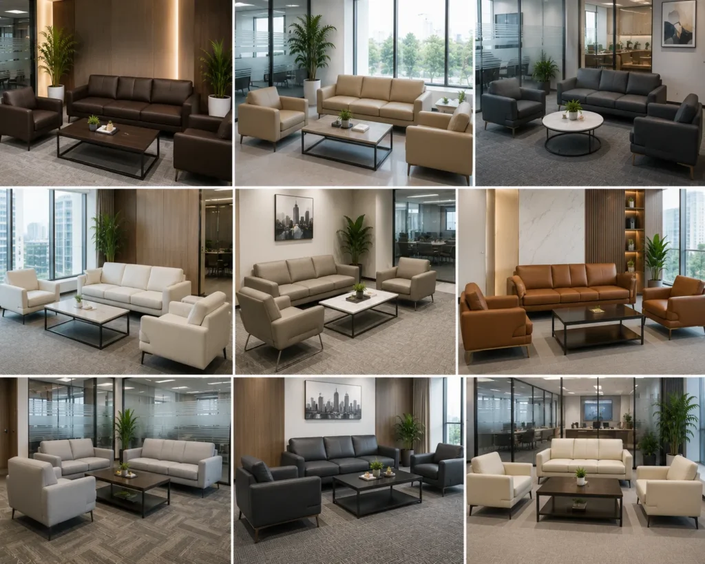 Sofa văn phòng hiện đại tạo sự chuyên nghiệp cho khu vực tiếp khách.