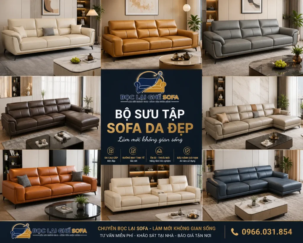 Bọc sofa bằng da công nghiệp giúp tăng tính thẩm mỹ và kéo dài tuổi thọ sử dụng.