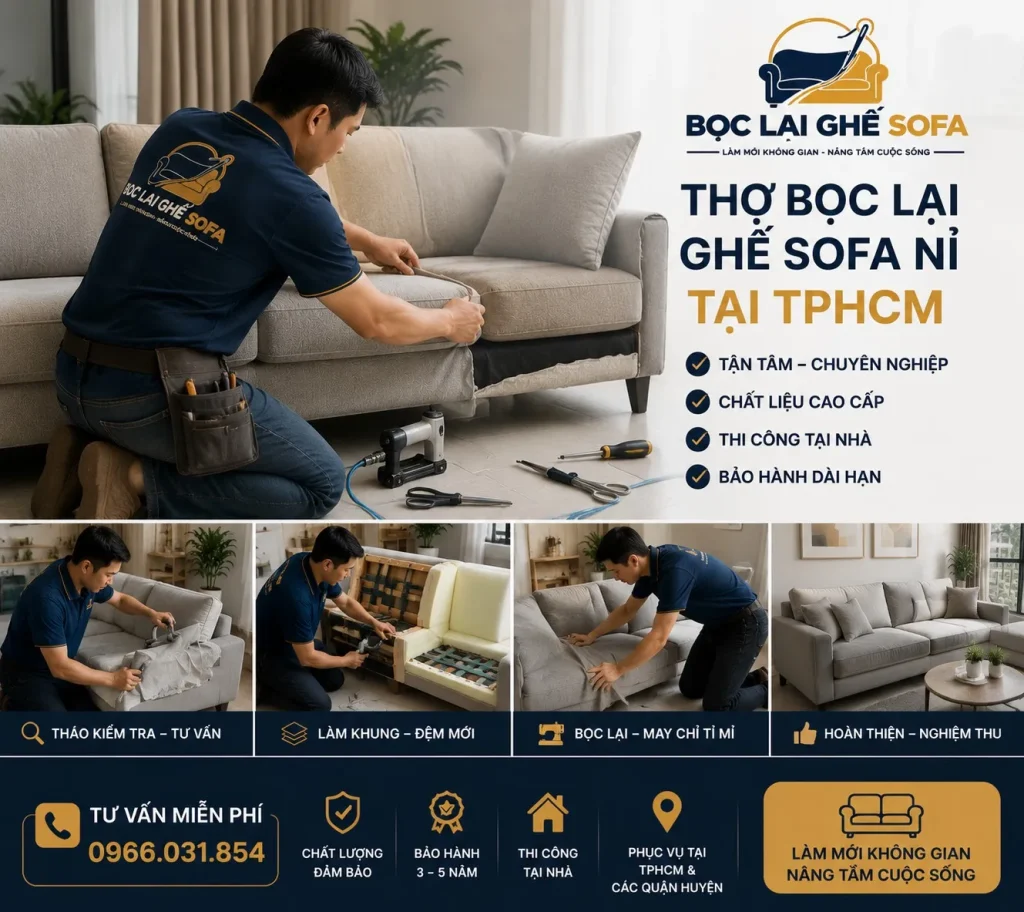 Gia công và bọc lại sofa theo đúng kích thước
