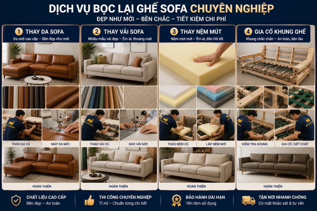 Dịch vụ bọc lại ghế sofa chuyên nghiệp tại boclaighesofa.com