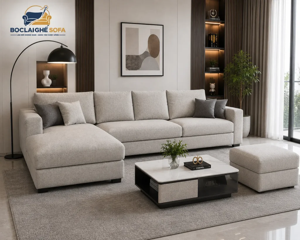 Sofa được thay vải mới mang đến diện mạo hiện đại và sang trọng hơn cho không gian sống.