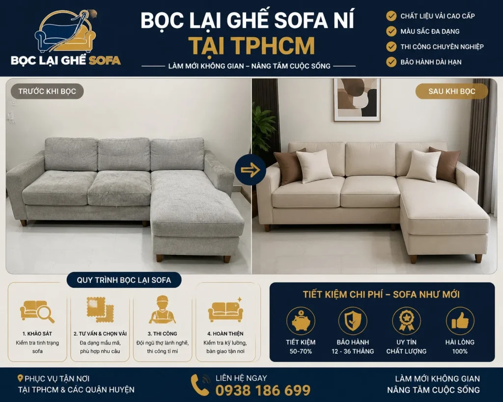 So sánh sofa trước và sau khi bọc lại – thay đổi hoàn toàn diện mạo