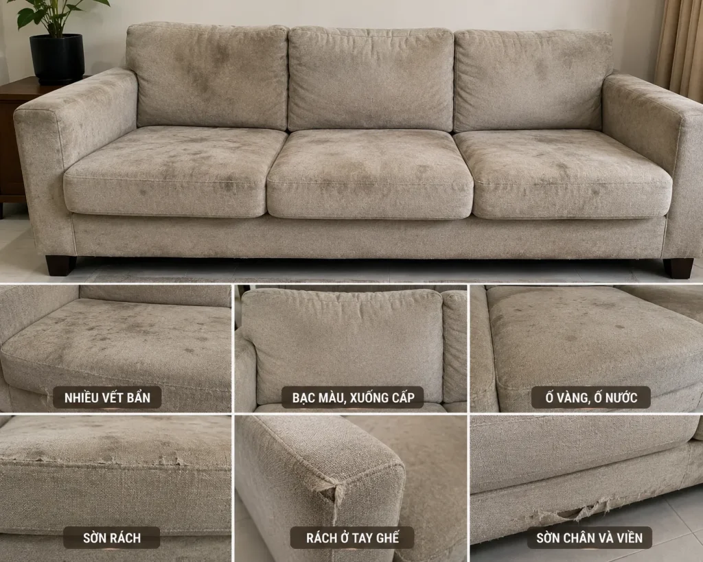 Thay vải bọc mới giúp sofa sạch đẹp và tăng tính thẩm mỹ cho không gian.