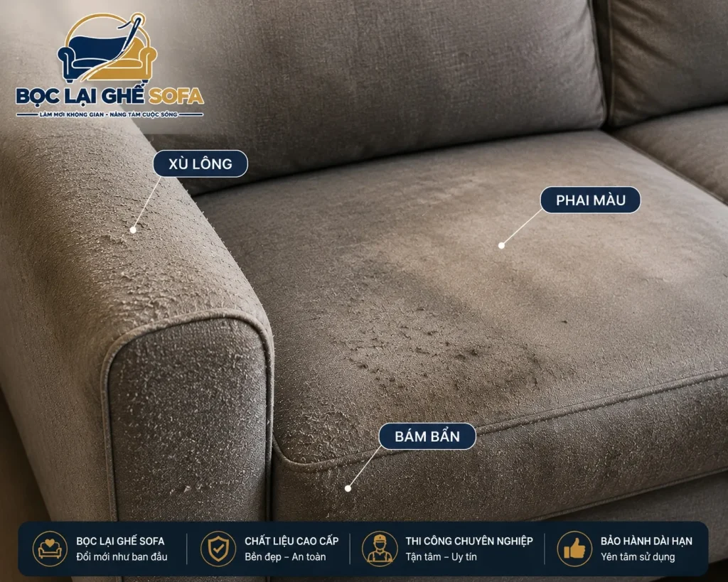 Tình trạng sofa nỉ phổ biến sau thời gian dài sử dụng
