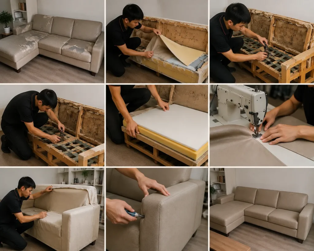 Quy trình bọc lại sofa chuyên nghiệp tại xưởng