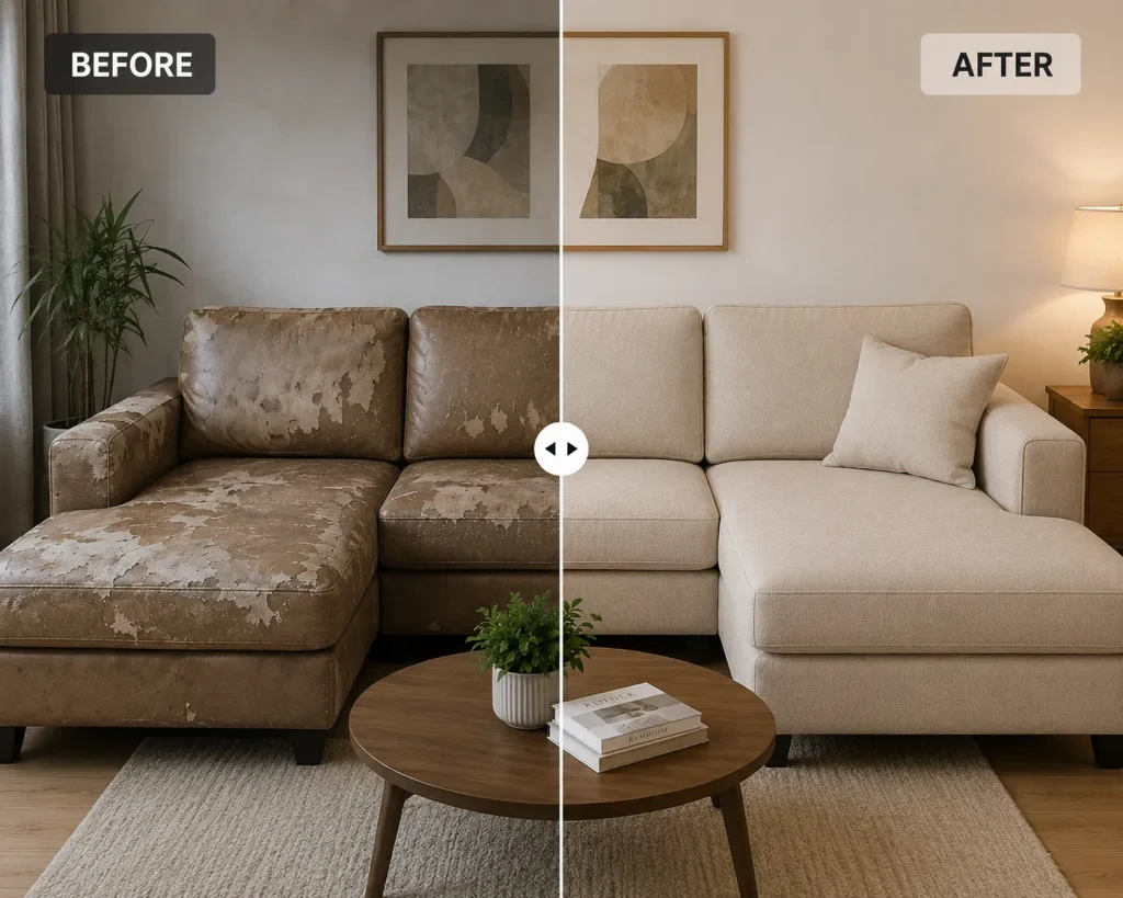 Bọc lại sofa là lựa chọn đáng cân nhắc khi phần khung còn chắc chắn, giúp làm mới diện mạo và tiết kiệm chi phí so với mua một bộ sofa mới.