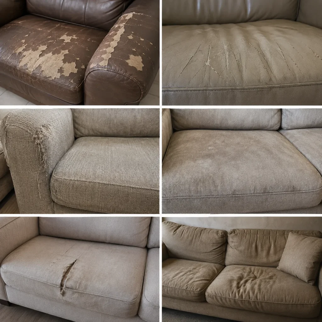 Sofa bị bong tróc, sờn rách, bạc màu hoặc xuống cấp là những dấu hiệu nên cân nhắc bọc lại để làm mới và tiếp tục sử dụng.