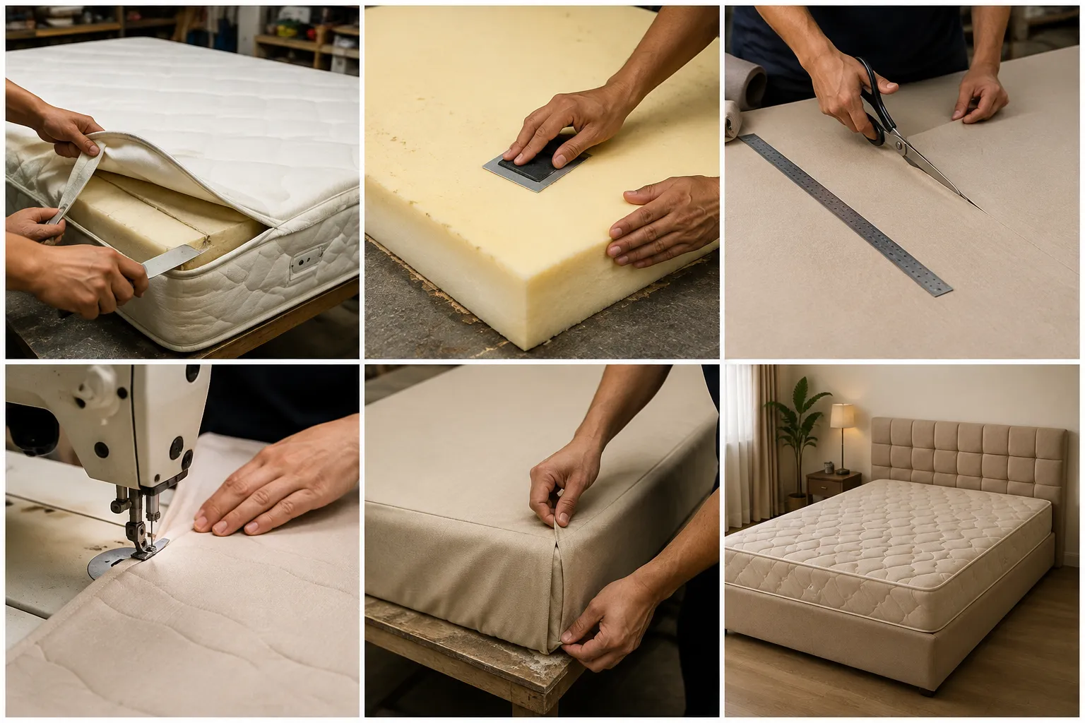 Quy trình bọc sofa được thực hiện theo từng bước từ kiểm tra, xử lý, may bọc đến hoàn thiện sản phẩm.