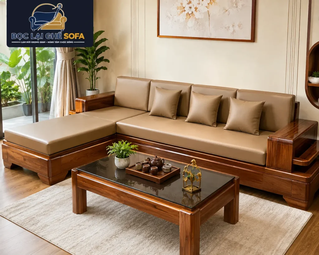 Bọc lại nệm lót sofa gỗ phụ thuộc vào chất liệu bọc và kích thước của sofa.